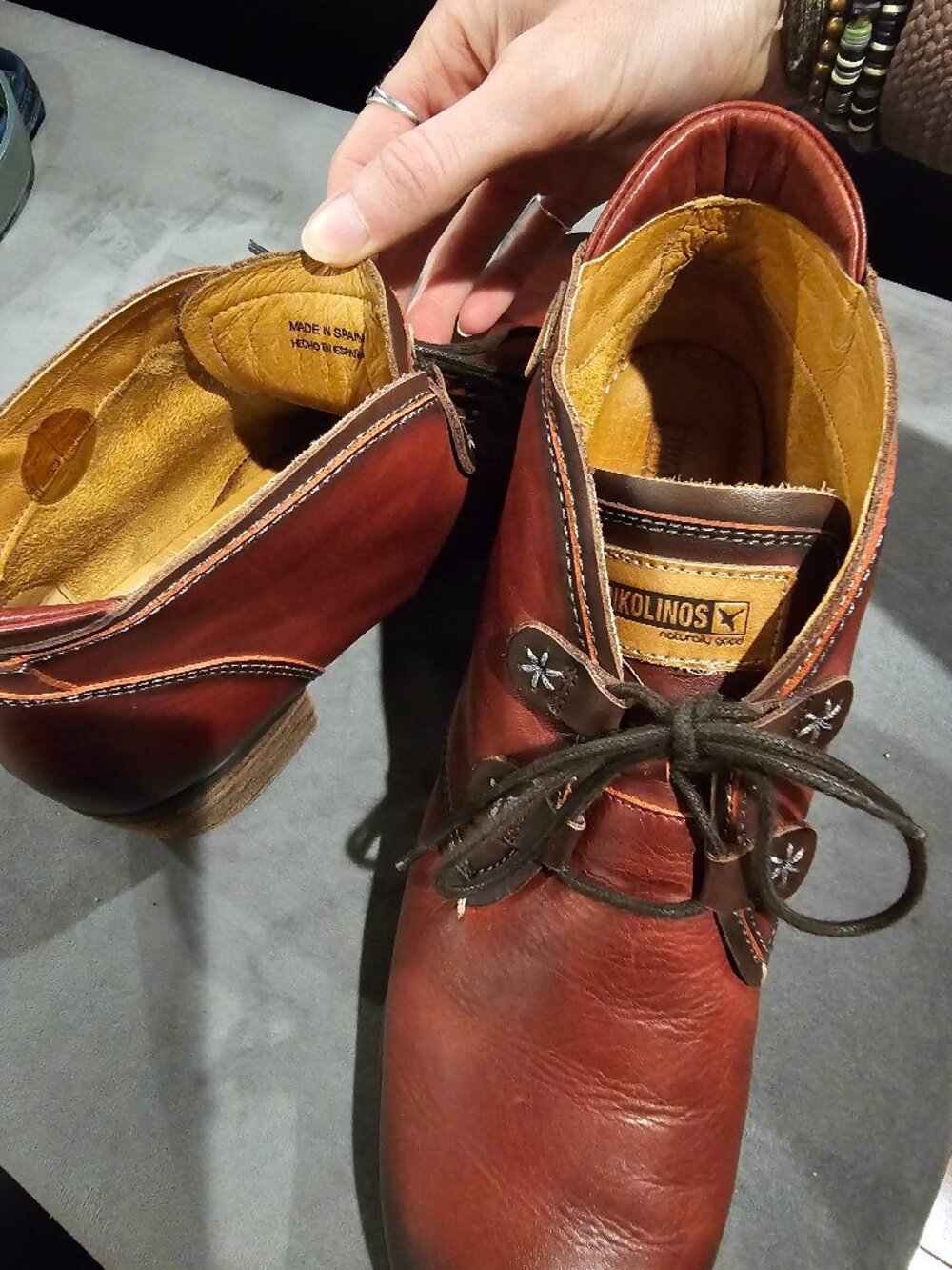 Pikolinos Women's Red Mahogany Lace up Leather Upper Ankle Boots Size 42 or 11 - Picture 2 of 8